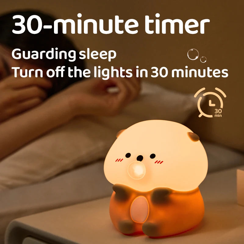 Cute Animal Silicone Night Light Fox Frog Nursery Sleeping Lamp Rechargable Duck Touch Sensor Beside Lamp For Bedroom Decor