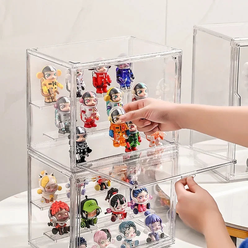 New Large Capacity Storage Box Organizer for Figures Acrylic Box Clear Blind Box Showcase Makeup Organizer for Bag