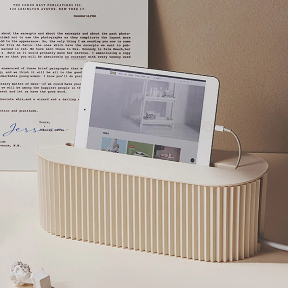 Cable Tidy Box Cable Management Box Large Capacity Desktop Cord Organizer with Lid Cable Organizer Box for Hiding Messy Cables