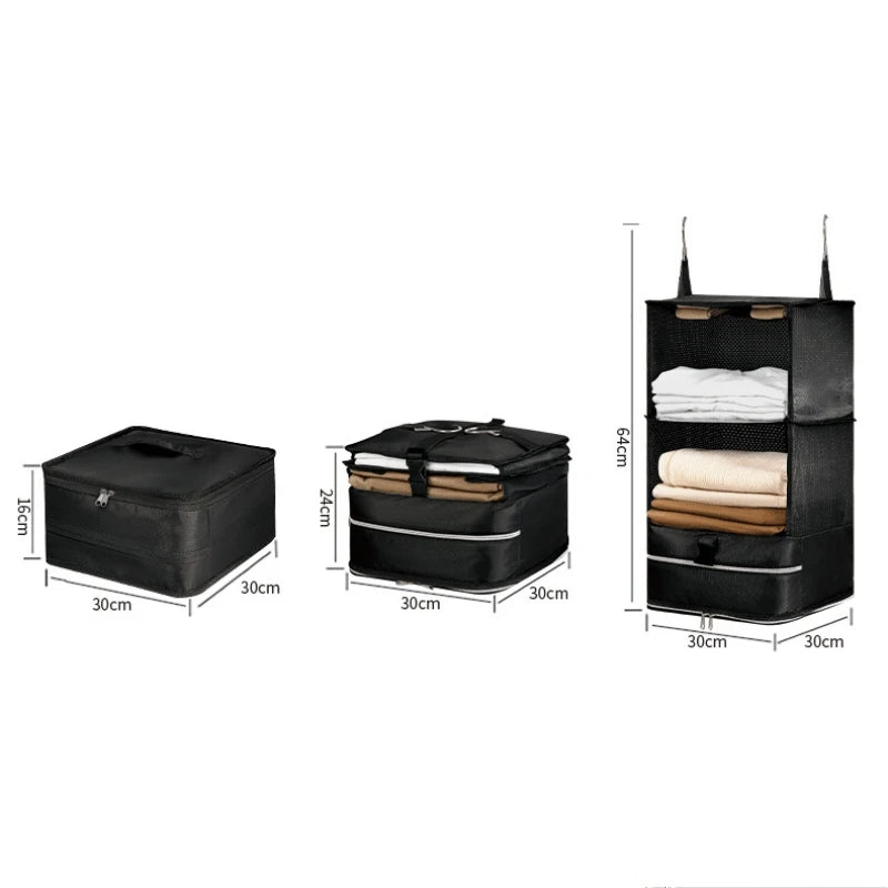 Portable Hanging Travel Shelves Packing Organizers for Luggage Closet with Hanger for Clothes Travel Expandable Packing Cube
