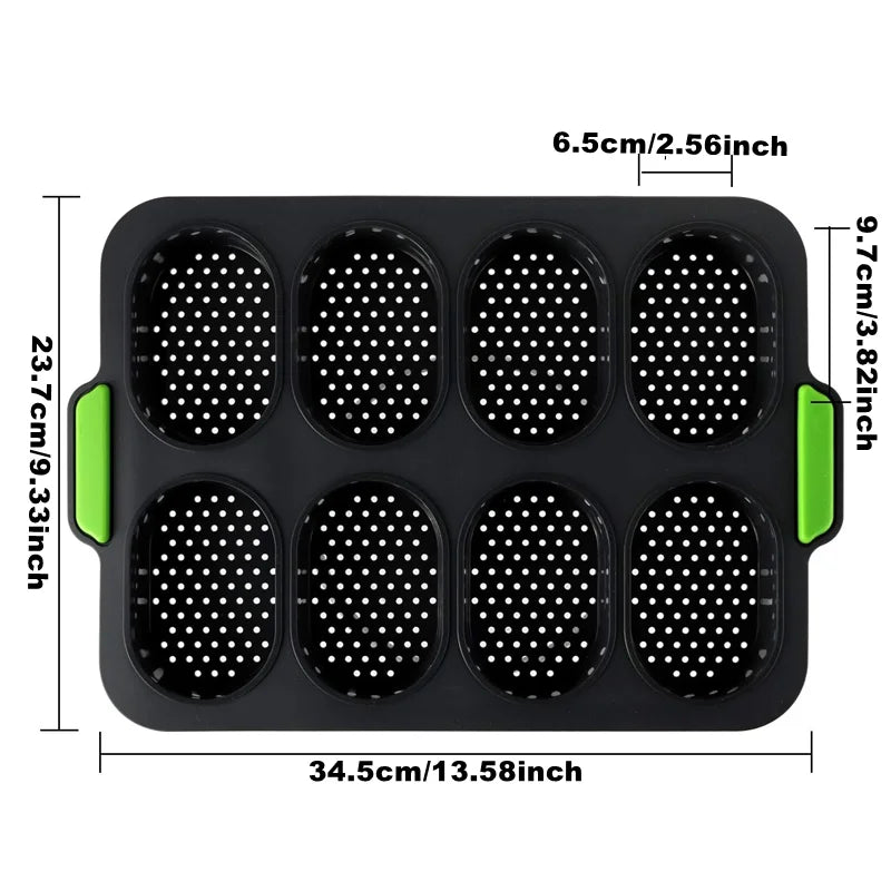 Hamburger Bun Mold Non-Stick Food Grade Silicone Bread Loaf Pan Baguette Pan French Bread Baking Forms Burger Buns Sandwich Tray