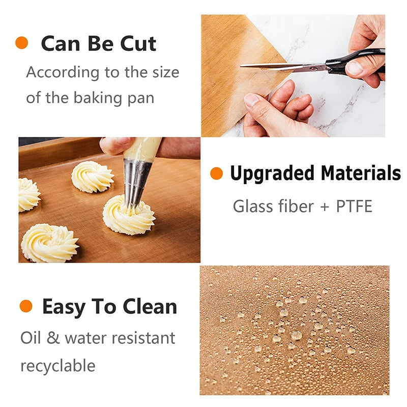 1/5/10 Pcs Baking Mat Sheet 40*60cm or 30*40cm Reusable Non-Stick Oil-Proof Baking Paper Heat-Resistant Oven Liner Sheet BBQ Pad