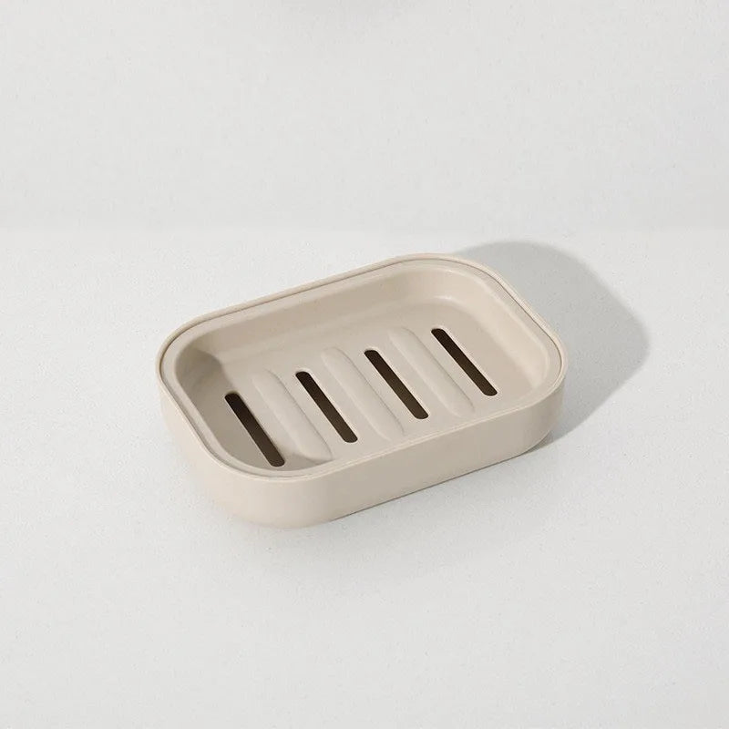 Portable Double-Layer Soap Dish with Drainage Cover Square Plastic Storage Box for Bathroom & Travel Use ﻿