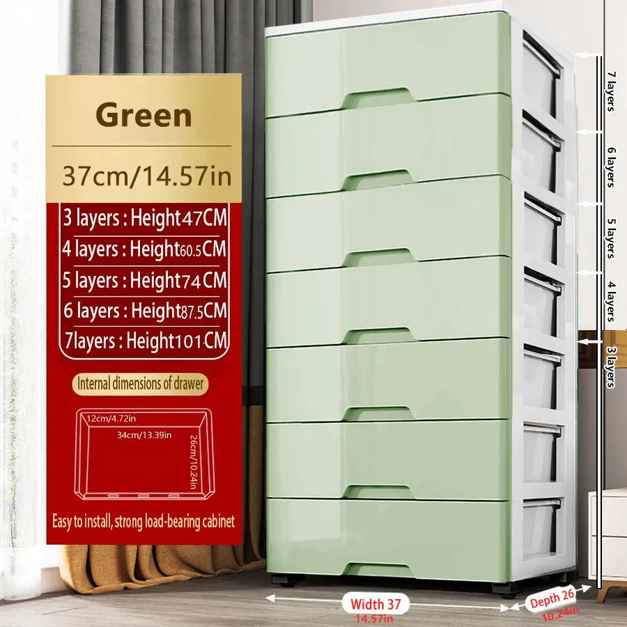 3/4/5/6/7 Layer  Drawer Storage Cabinet Storage Organizer with Wheels Multifunction Dustproof Wardrobe