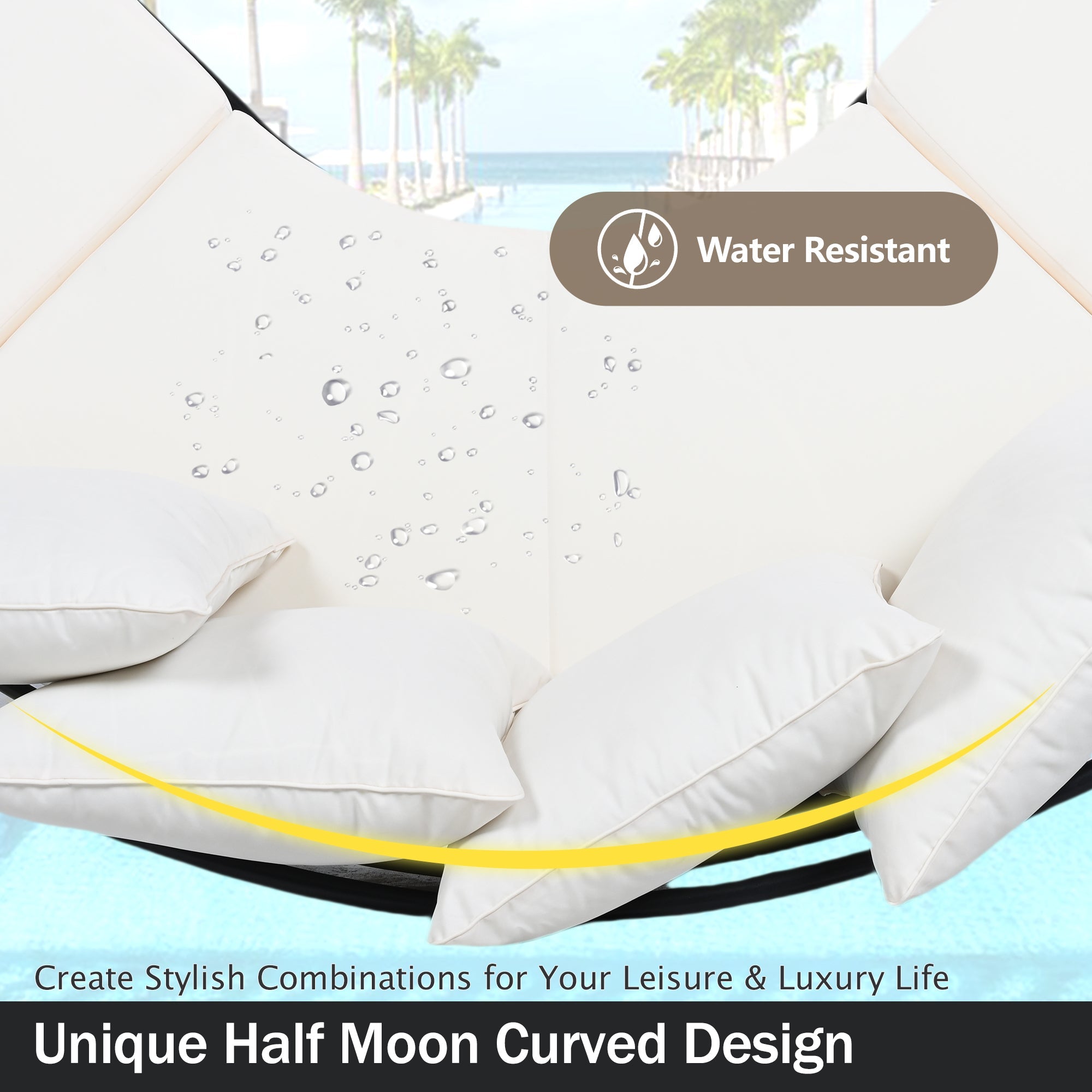 Patio Half- Moon Curved Outdoor Furniture Sofa Set with Coffee Table SHIPPING ONLY IN USA