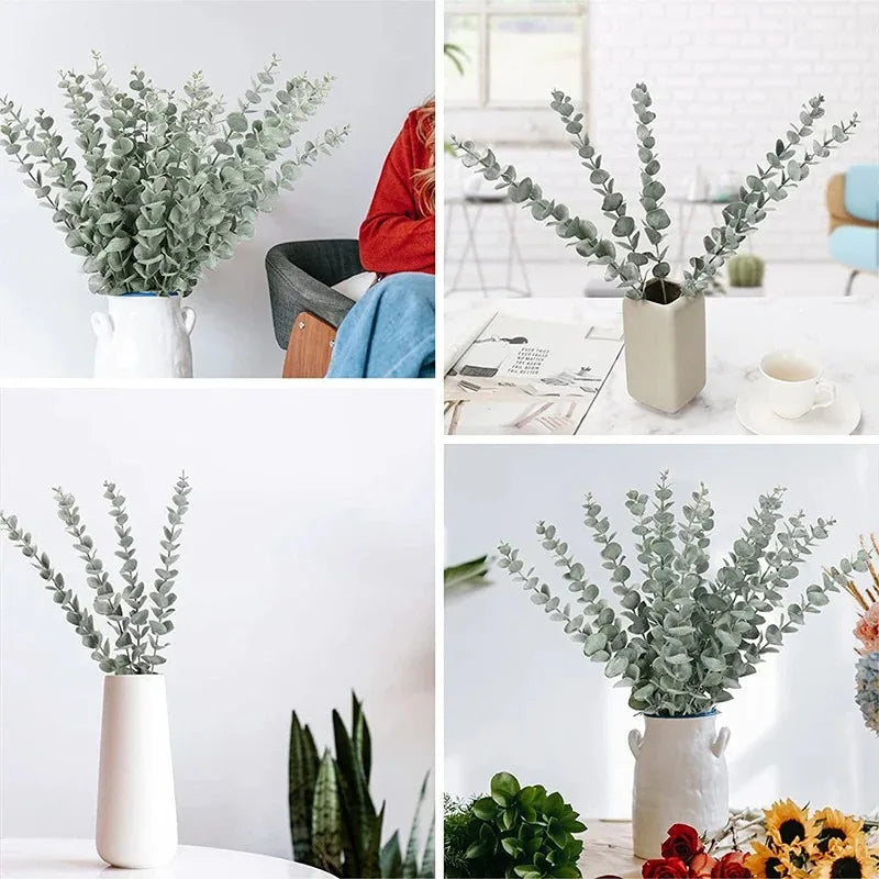 Artificial Plants Multicolor Eucalyptus Leaves Faux Greenery Boughs Wedding Bridal Bouquet Home Vase Table Diy Decoration Props