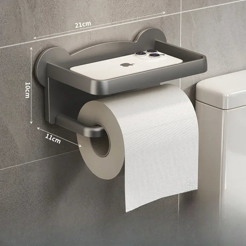 Toilet Paper Holder Stand Wall-Mounted Toilet Paper Dispenser Kitchen Bathroom Storage Rack For Tissue Box Shelf Phone Holde lij
