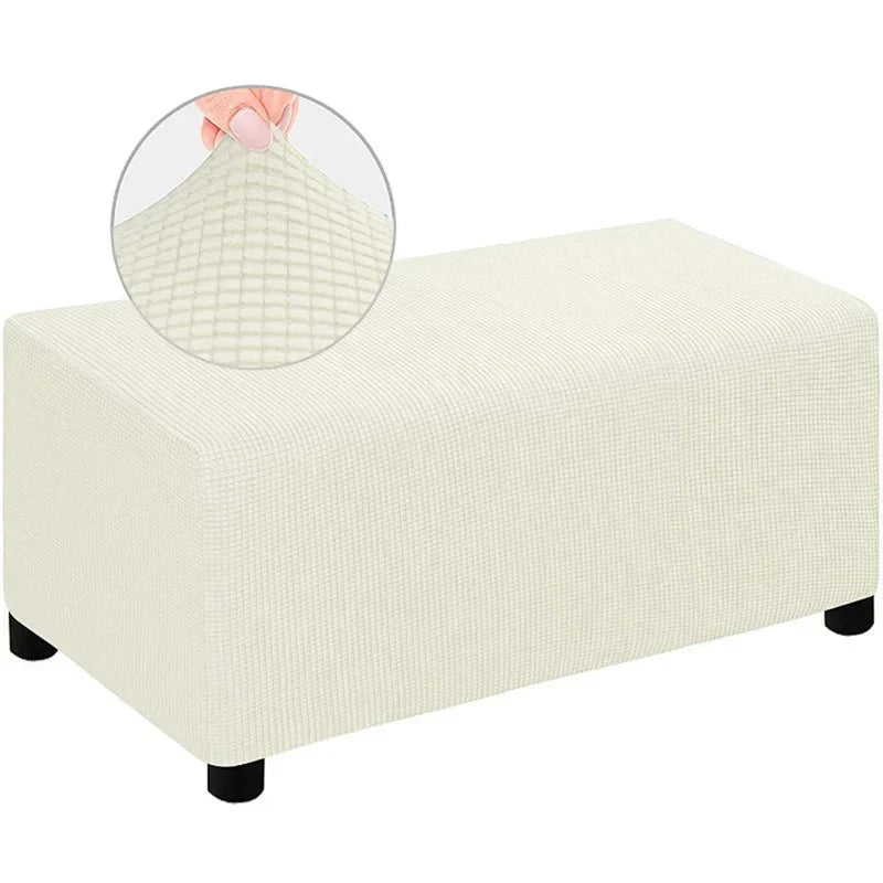 Jacquard Ottoman Slipcover Storage Stool Furniture Protector Cover Thick Rectangle Elastic Foot Rest Slipcover Home Decor 오토만 커버