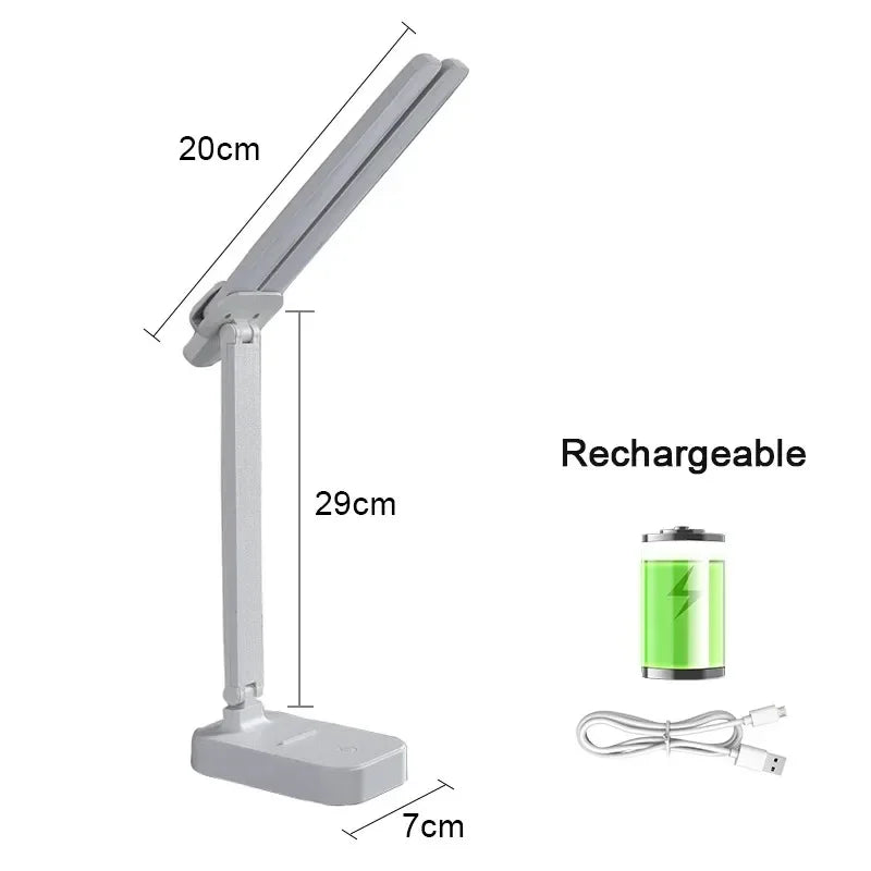 LED Desk Lamp USB Rechargeable Touch Night Light 3 Levels Dimmable Eye Protection Foldable Table Lamp For Bedroom Bedside Readin
