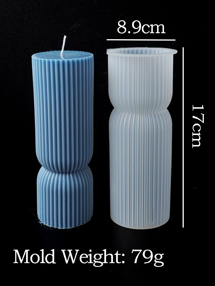 3D Geometric Silicone Candle Mold New Texture Cylindrical Scented Soap Mold DIY Square Column Hexagonal Cylinder Mold Home Decor