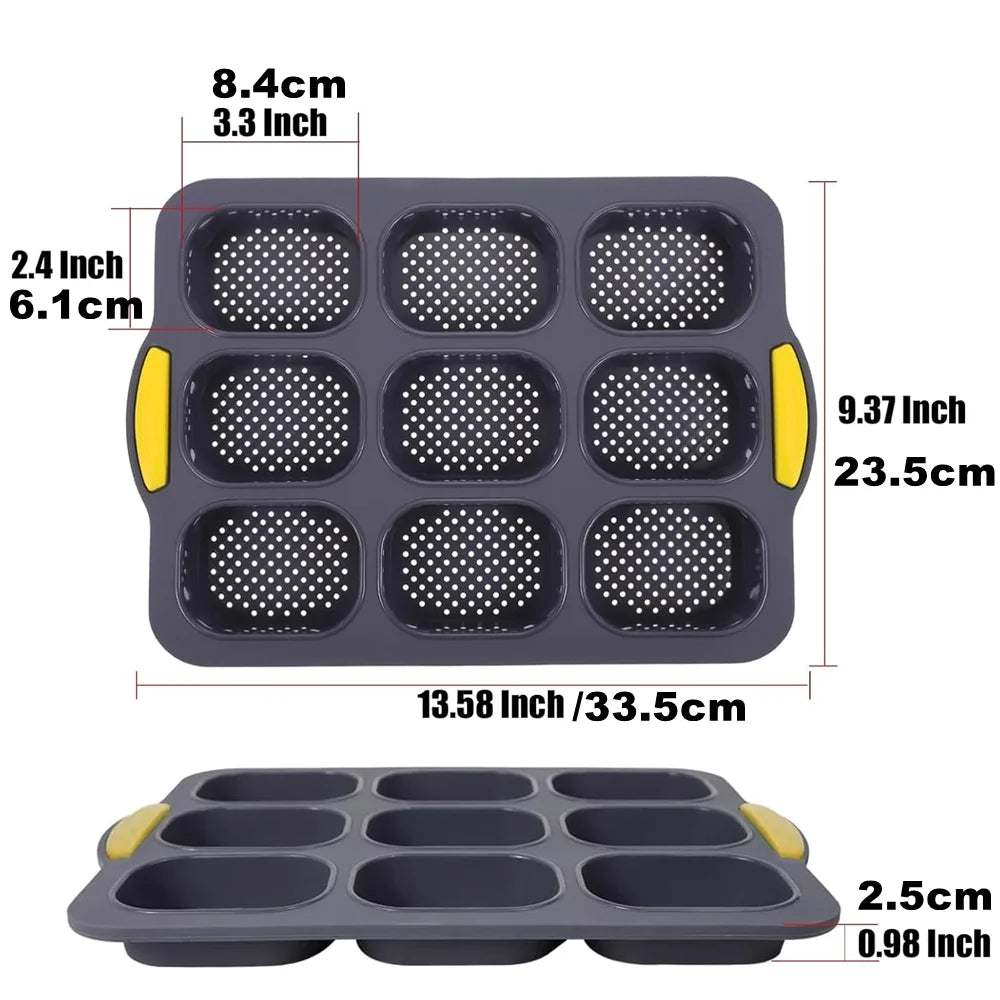 Hamburger Bun Mold Non-Stick Food Grade Silicone Bread Loaf Pan Baguette Pan French Bread Baking Forms Burger Buns Sandwich Tray