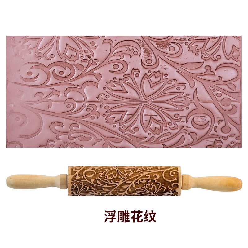 Pottery Art Wood Texture Roll Relief Tree Stone Flower Pattern Embossed Rod Mud Rolling Pin DIY Ceramic Pottery Tools Mud Roll
