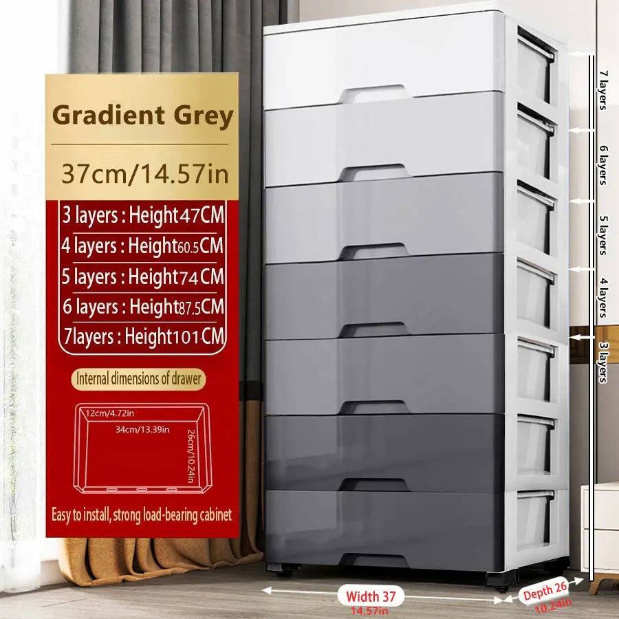 3/4/5/6/7 Layer  Drawer Storage Cabinet Storage Organizer with Wheels Multifunction Dustproof Wardrobe