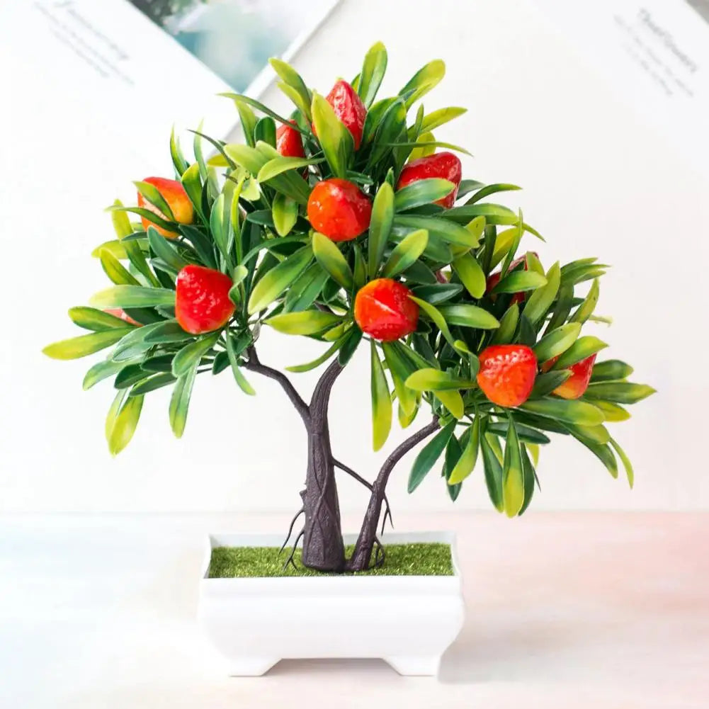 Artificial Orange Bonsai Potted Flower Home Office Garden Decor Peach pepper Tree Artificial Fruit Plant Potted Fake Plant Decor