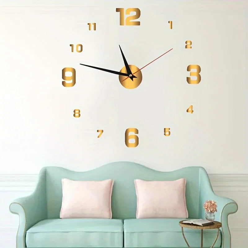 Creative minimalist glowing clock no-drill frameless silent hanging clock living room bedroom wall sticker decoration clock