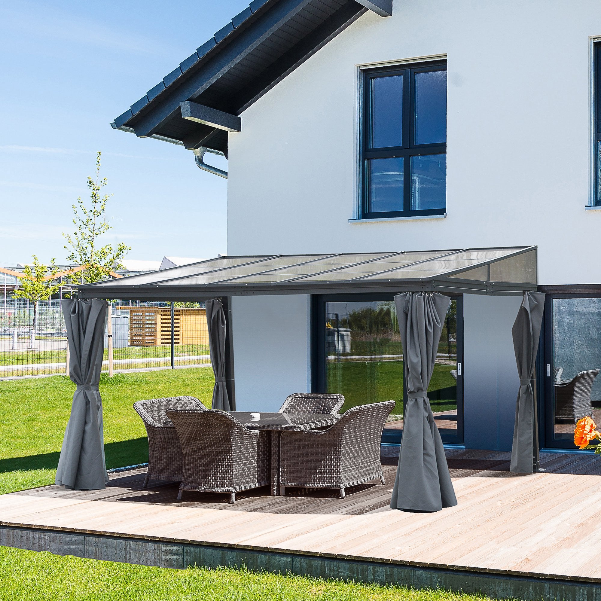 Outsunny 13' x 9.5' Outdoor Hardtop Pergola PC Roof Gazebo Party Tent SHIPPING ONLY IN CANADA.Unsupported Countries: Northwest,Nunavut,Territories,Yukon