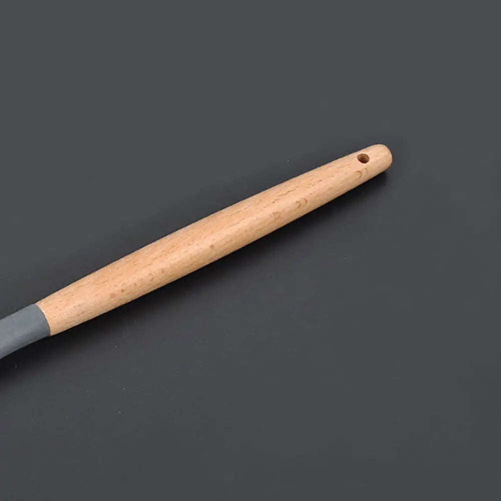 Silicone world Cooking Kitchenware Tool Silicone Utensils With Wooden Multifunction Handle Non-Stick Spatula  Spoon Brush