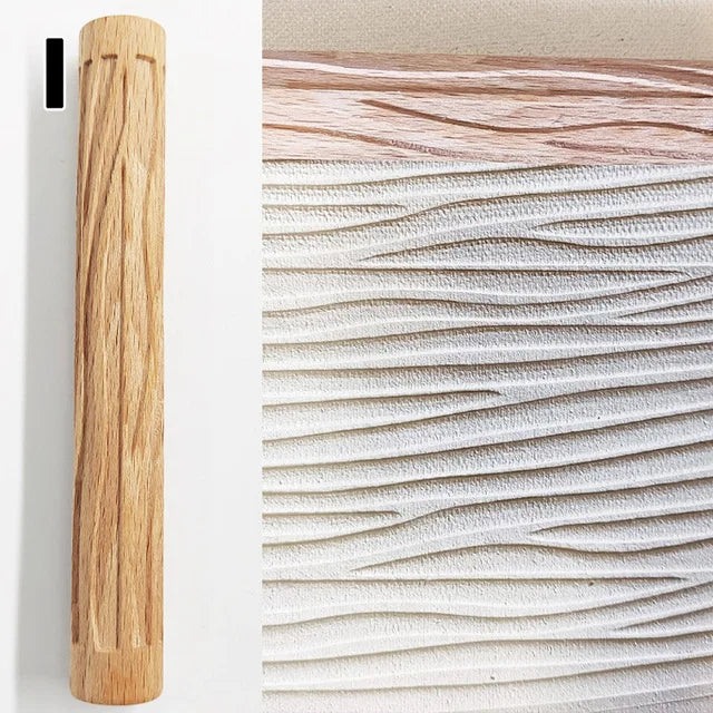 Wooden Texture Rolling Pin Ceramic Pottery Art Embossed Rod Flower Pattern Mud Roll Roll Reliefs DIY Clay Craft Tool