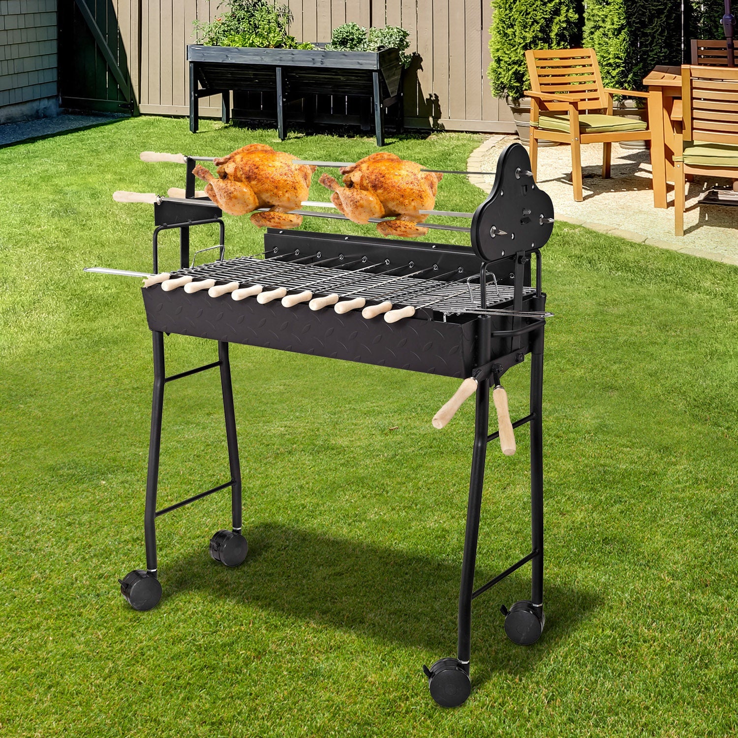 Outsunny Charcoal Trolley BBQ Garden Outdoor Barbecue Cooking Grill SHIPPING ONLY IN CANADA.Unsupported Countries: Northwest,Nunavut,Territories,Yukon