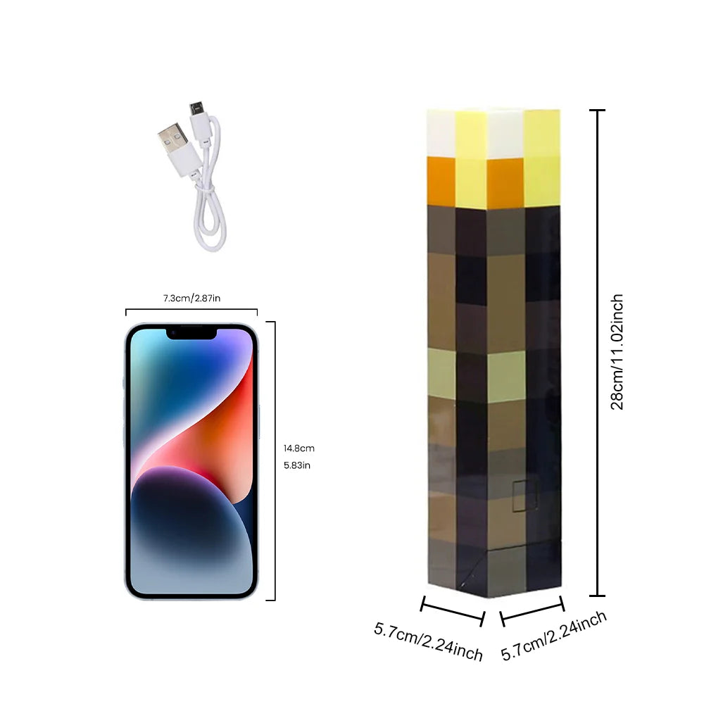 Torch LED Lamp Potion Bottle Light USB Rechargeable Night Light Kids Xmas Gift Table Lamp Living Room Bedroom Decoration MC game