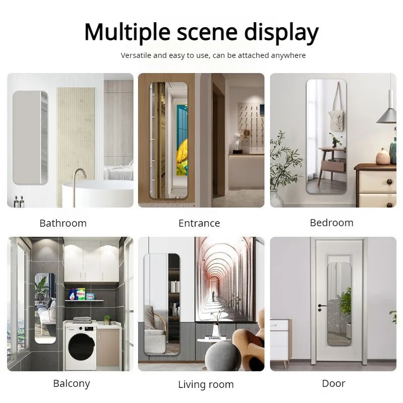Self Adhesive Acrylic Mirror Wall Sticker HD Full Length Reflective Mirror Sheet for Bedroom Closet Home Wall Decoration Use
