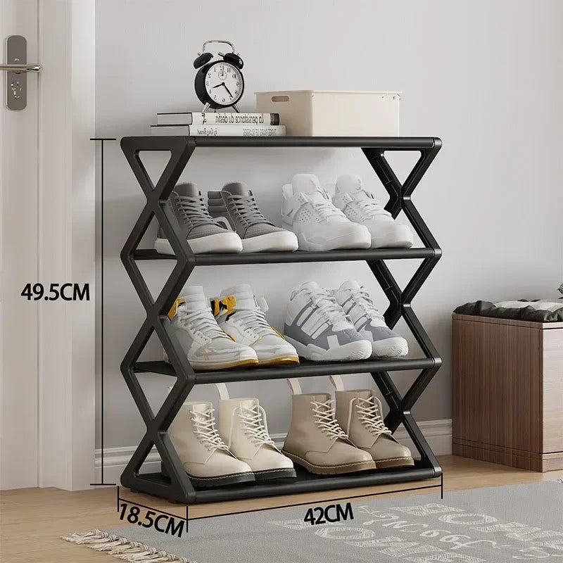 4-Layer Simple Shoe Rack Trapezoidal Shoes Organizer Space Saving Living Room Assembly Shoe Rack Multifunctional Home Supplies