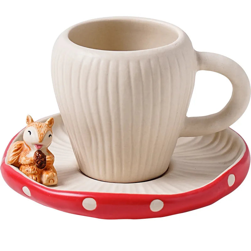 Red Mushroom ceramic Coffee Mug Dinner Plates Noodle Bowls Salad Bowls Teapot Cakepan Afternoon Tea Party Gift for Girl