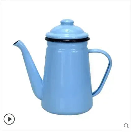 1.1L Enamel Coffee Pot Hand Tea Kettle Induction Cooker Gas Stove Universal Enamel Vintage Kettle Water Kettle Teapot