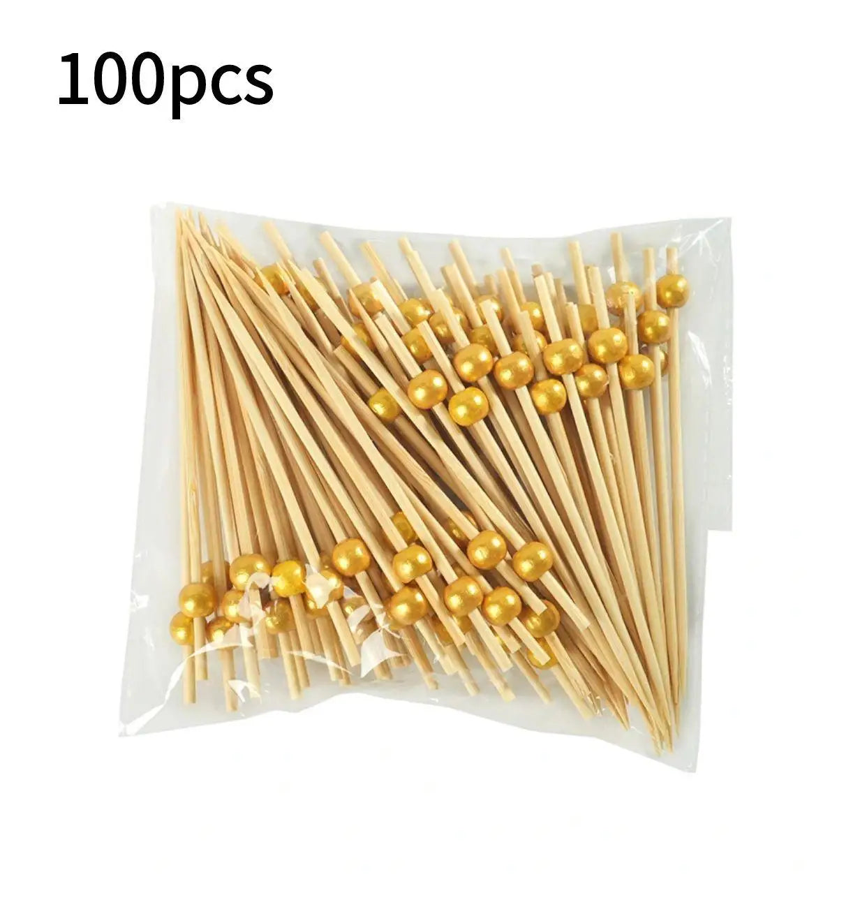 100pcs Disposable Bamboo Food Fruit Toothpick Salad  Cake Dessert Fork Stick for Wedding Birthday Party Decor Cocktail Toothpick